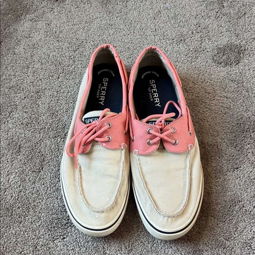 Sperry Halyard II Pink Cream Canvas Boat Deck Casual Shoes SIZE 11